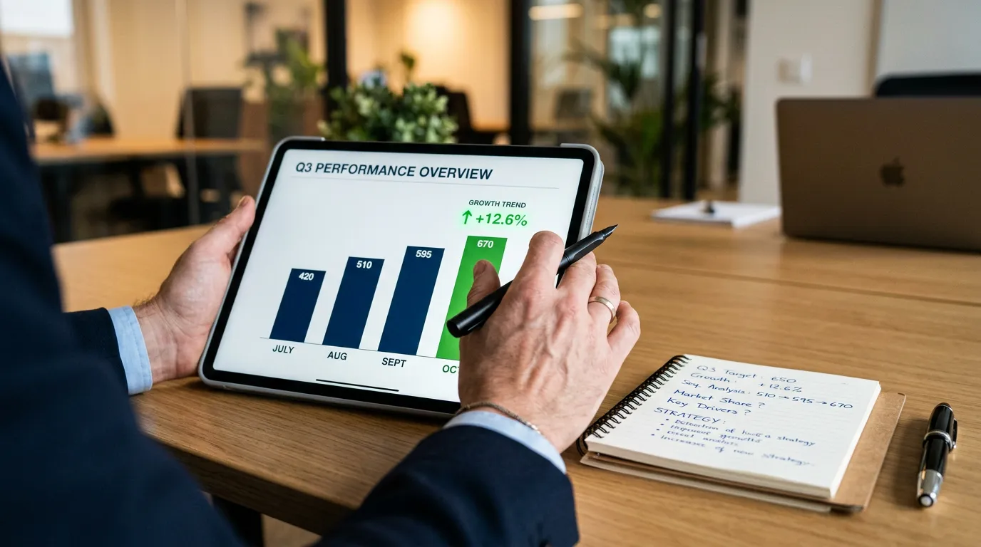 Analyse van data op tablet met grafiek en aantekeningen voor value betting